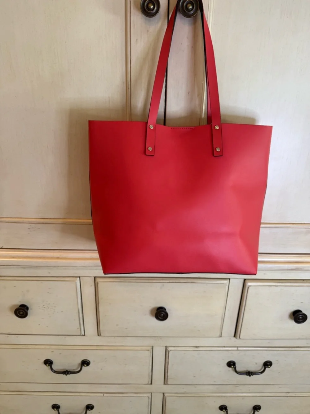 Trina Turk Coral-Peach Pebbled Tote - Picture 8 of 11